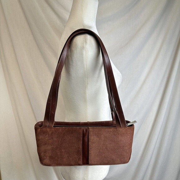 Alexis David Brown Boho Corduroy Suede Handbag Purse Small Y2K Grunge Shoulder B - Picture 5 of 14